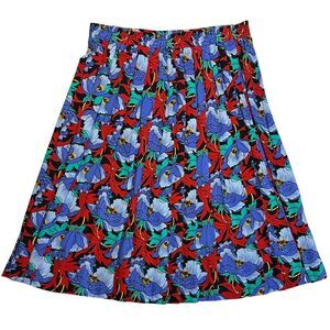 Vintage Jessica Cole Colorful Midi Skirt Flowy Pleated Retro Floral Size Large